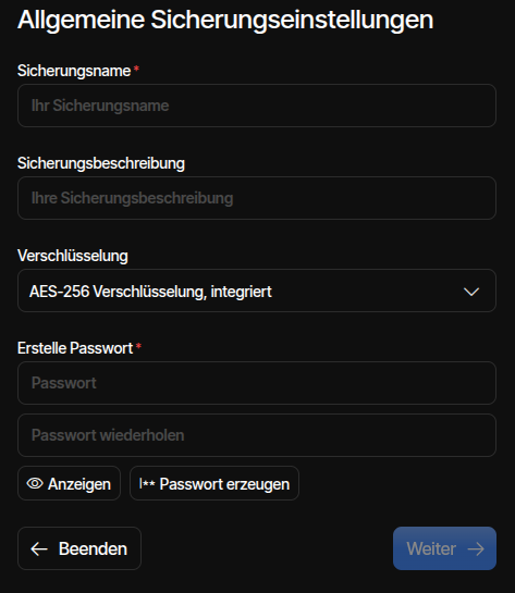 Screenshot: Allgemeine Einstellungen