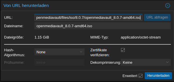 Screenshot: ISO-File herunterladen